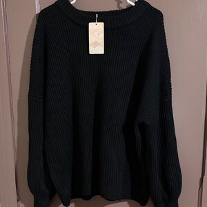 Black Ribbed Mock Tutrleneck Women's Sweater New with Tag size Medium